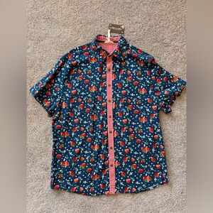 NEW Men’s Strawberry Blueberry Button Down Shirt- Size Large